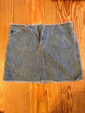 Fossil Light Blue Denim Mini Skirt with Frayed Hem